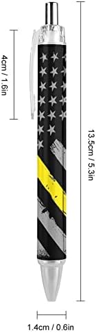 911 Диспечера на Тънка Златна Линия Флаг Персонални Химикалка Дръжка Прибиращ се 0,5 мм Дебела Точка на Синьо Мастило