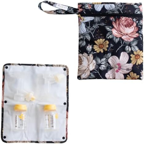 Комплект Големи чанти за молокоотсоса от веганской на кожата за работещи майки - Удобна чанта за влажни сушене с цветен модел