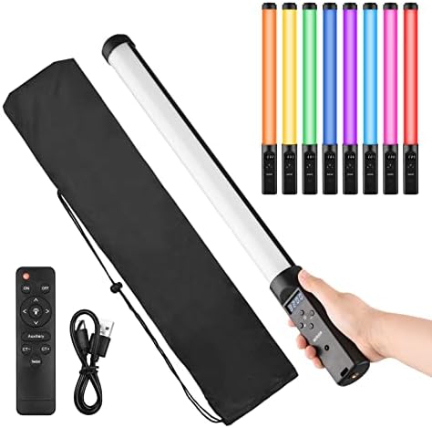 XIXIAN Преносима RGB Ламповая Led пръчка за видео 3200 K-5500 K, с регулируема яркост, 9 Цветни светлинни ефекти, Вградена батерия