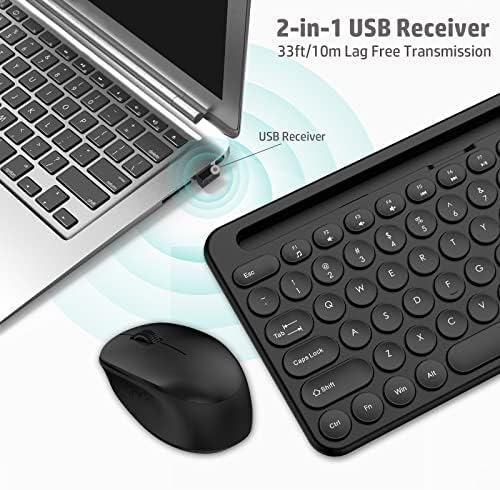 Комбинирана Безжична клавиатура и мишка с държач за телефон и таблет, Комплект безжични USB мишки LeadsaiL и компютърна