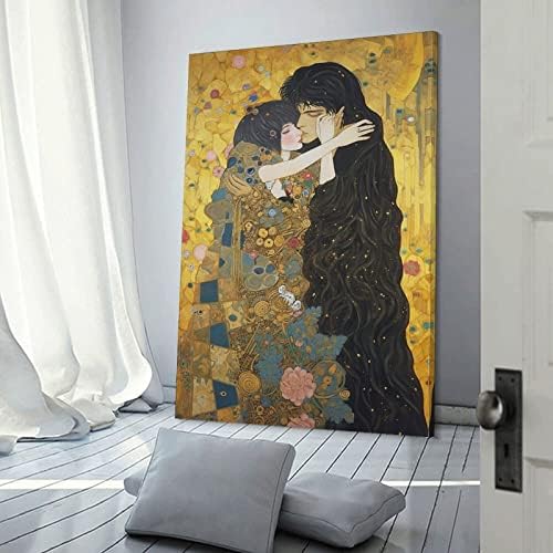 Целувка Модерен Плакат Густав Климт Художествена Картина на Платното за Печат Стенен Начало Декор в Хола За Момчета И Жени,