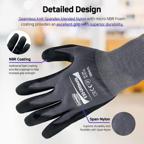 Предпазни работни ръкавици Customgrips E30, устойчиви на гумата, универсални, с висока пропускливост на въздуха,