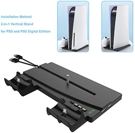 Поставка за съхранение на конзолата PS5 и контролер PS5 с докинг станция за зарядното устройство Dual Sense Controller