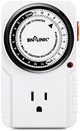 BN-LINK 24-Часова Plug Механичен Таймер За Аквариум със заземяване, Осветление за отглеждане, Хидропоника, Домашни любимци, Дом,