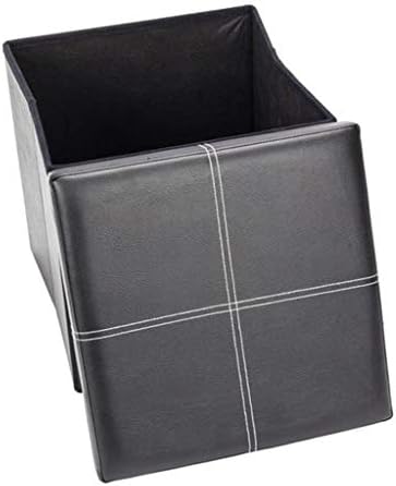 LOVEPET Практически скамеечка за краката квадратна форма, от PVC-кожа, Повърхност с линия, Изработена от PVC-кожа, МДФ E1 и порести материала от 25 мм (15 X 15X 15) черно
