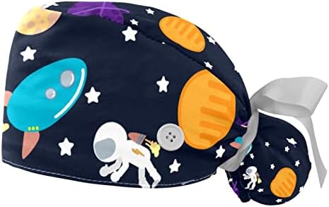 HOHODIY 2 Опаковки Дишаща работна шапки Rocket Planet с пуговицей, за косата, Един Размер Подходящ за всички.