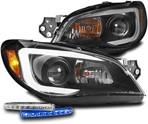 ZMAUTOPARTS led светлини за проектор черен цвят с 6 сини led светлини DRL за Subaru Impreza 2006-2007