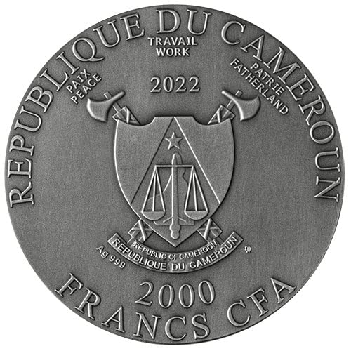 2022 DE Модерна Възпоменателна монета PowerCoin Seven Лъки Gods 2 Грама Сребърна монета 2000 Франка Cfa Камерун