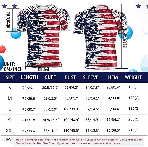 Rcimuue Мъжки Патриотични Компресия тениска с Американския флаг на САЩ 4 юли, Компресия Тениски За тренировки, Спортни