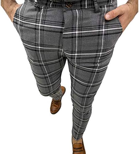 kbndieu Мъжки Модел, Панталони, Бизнес Ежедневни Тесни Панталони-молив с плоска предна част, плътно Прилепнали Панталони-молив