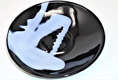 Декоративна Черно-бяла 10,75-инчов Купа от Разтопен Стъкло ръчна изработка