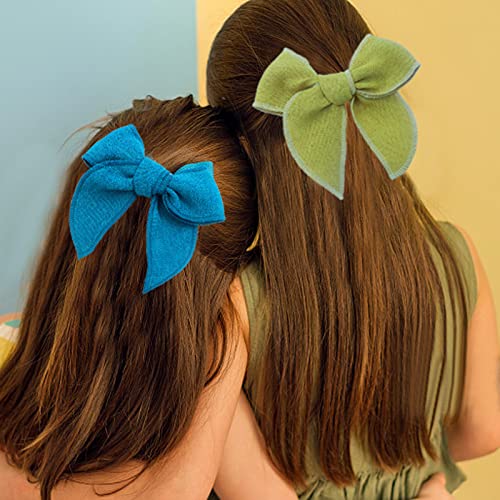 Панделки за коса Big Fable за момичета -12 бр. Ръчно изработени Неутрално Бельо Лък за коса за малки момичета