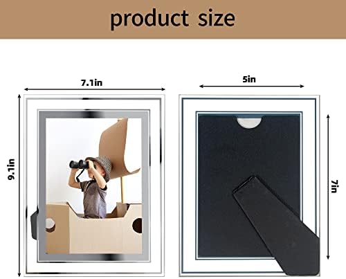 Комплект рамки за снимки Flocey 5x7 от 2 Стъклени рамки за снимки 5x7 инча за вашия десктоп на дисплея, картички