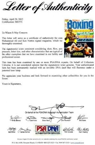 Корица на списание Светът на бокса с автограф на Мохамед Али и Кен Нортона PSA/DNA S01573 - Боксови списания с автограф