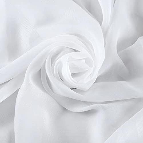 Бяла шифоновая плат Qidkeo ширина 59 см, бял, с дължина 50 ярда
