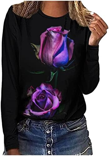 Дамски Y2K Реколта Тениска с Цветен Модел 2023, Модерна Туника с Равенство-Боя с Дълъг Ръкав, Потници, Пролетно