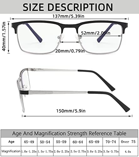 3 Опаковки Модерните Метални Очила за четене в пълна рамка за мъже, Мъжки компютърни Ридеры с Удобна кутия пролетта панти,