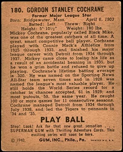 1940 Игра топката # 180 Мики Cochran Детройт Тайгърс (Бейзболна картичка) VG/EX Тигри