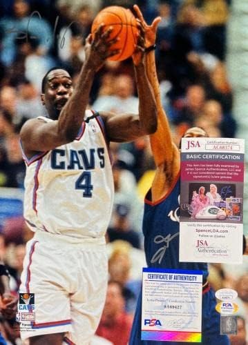 Алън Айвърсън и Шон Кемп Подписаха Снимка 11x14 'Cavaliers & Sixers' PSA & JSA - Снимки на НБА с автограф