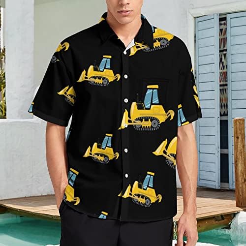 Мъжка тениска за бульдозеристов-пътни грейдери Обичайните размери, Топ копчета с Къс ръкав и джоб