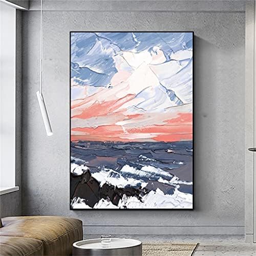 Дебела Цветна картина с маслени бои Небе от Океана, най-Големия Размер, Ръчно Рисувани, Абстрактна живопис, Начало Декор,