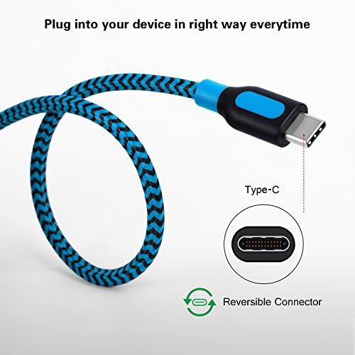 Кабел USB Type C, 3 опаковката на Кратък USB кабел C Canjoy, 1 Крак Сплетен Кабел за зарядно устройство, USB C, Съвместим