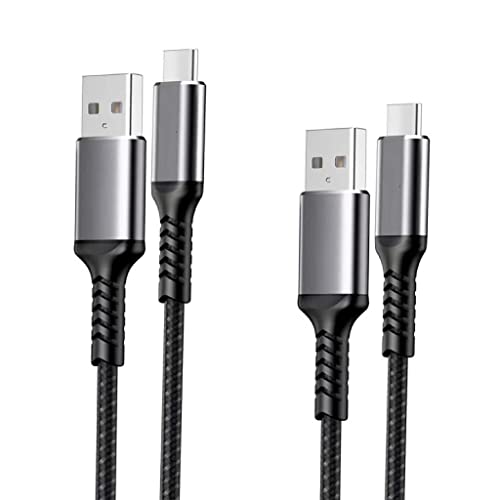 USB кабел C 3A за бързо зареждане, USB кабел C [2 пакета 1,5 фута] За зареждане от USB-А до USB-C, найлонова оплетка кабел,