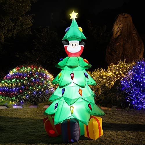 надуваема Коледно дърво yofit 8 Метра, с изскачащ Сантой и подарочными Кутии, Надуваеми Коледна Елха с led подсветка,