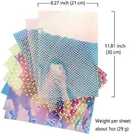 SHUANGART 9 бр., Блестящи Прозрачни Илюзорни листове от изкуствена кожа формат А4 за извършване на годишни Лъкове,