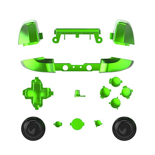 Хром Цвят ABXY Dpad Стартира Пълен Набор от бутони, Комплекти Модове контролера на Xbox One Slim /xbox one S с Набор от отвертки (T6 Torx Т8) (Зелен Хром)