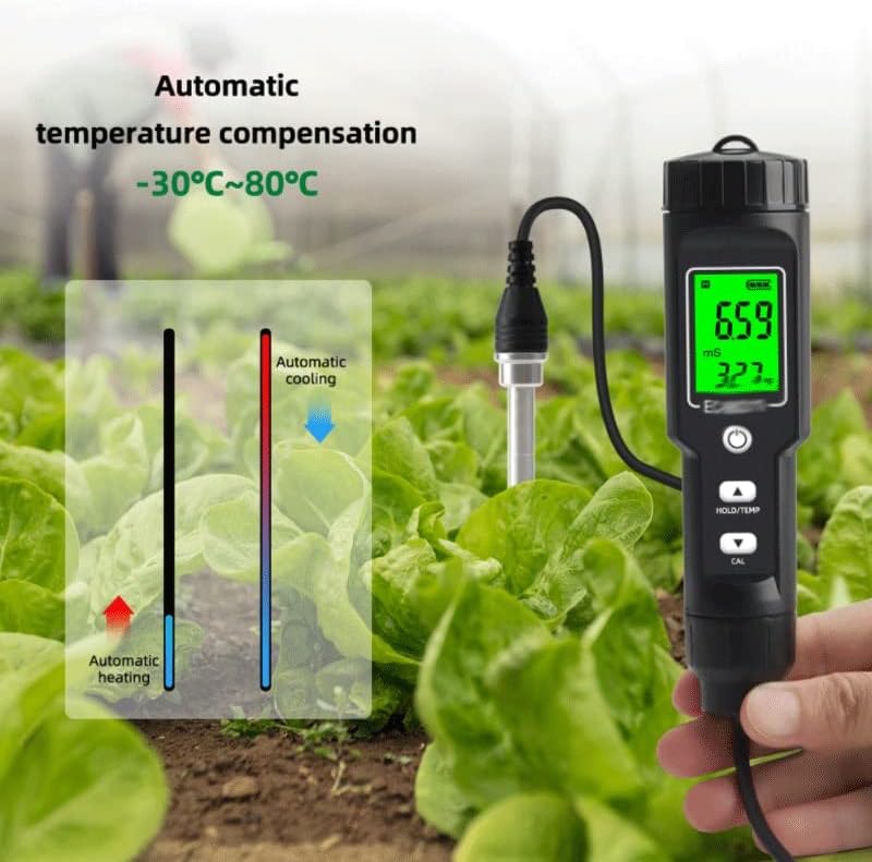 N/A Преносим Цифров Измерител на ЕО/Температура на Почвата, М ферма, Дисплей с подсветка, Подвижни Електрод, Водоустойчив Тест