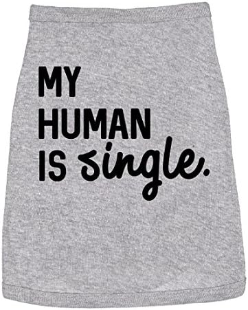 Тениска за кучета My Human is Single Дрехи за домашни Кученца Забавни Отношения с Тениска на Свети Валентин Хедър