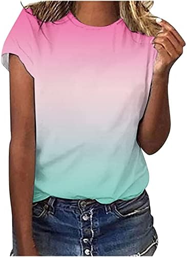 Блуза Дамски Лято Есен С Къс Ръкав 2023 С Кръгло Деколте Памук Птица Цветен Графичен Салон Топ Тениска за Момичета Нова