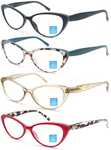 MODFANS Дамски Очила За Четене, Блокиране на Синя Светлина, Дамски Очила За Четене, Извити Панти, Антирефлексно UV-Радиация