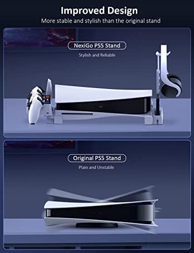 Модулна система хоризонтална поставка NexiGo PS5, [Минималистичен дизайн], Две зарядни устройства за контролери, Конектори