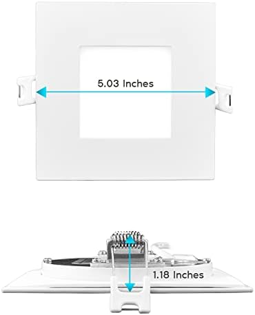 LUXRITE 4-Инчов ултра тънък квадратен led-вградени лампа с J-Box, 12 W, 5 цвята за избор, 2700-5000 До 950 Лумена,