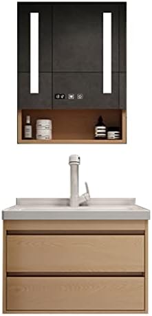 Комплект мебели за баня FIFOR от 3 теми, монтиран на стената Тоалетка с огледало и 2 чекмеджета, Шкафче на стойка за плаващ
