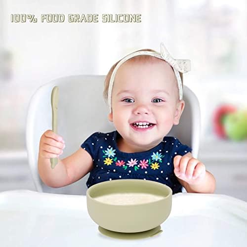 Детски силиконови купата на присоске + лъжица | Не съдържа BPA | Суперсовременное усвояването|, Подходящ за бебета