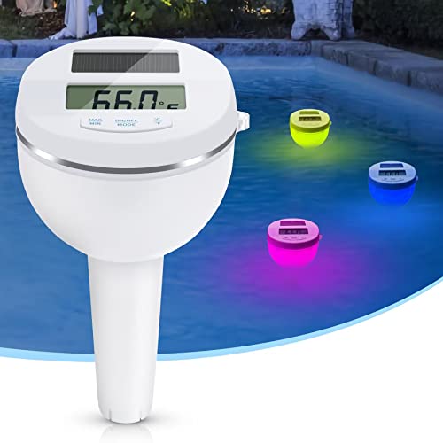 Цифров Термометър за басейн, Плаващ Термометър за басейна на слънчевата енергия led подсветка на RGB с променящите се цветове,