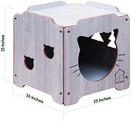 PetNest Котешки Къща Кити Condo Cat Cube с Штабелируемым Дървен Кошачьим Подслон за вътрешно