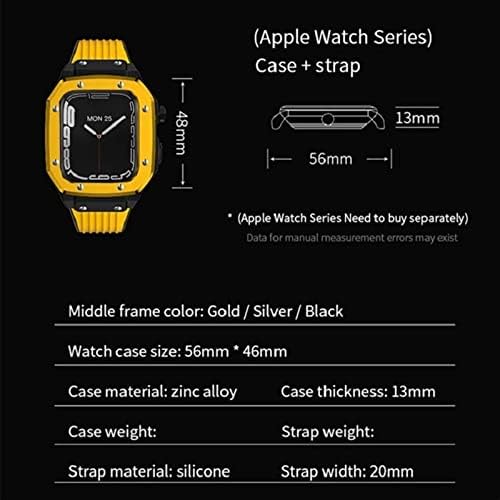 Калъф за часа от сплав HOUCY за Apple Watch Серия 7 6 5 4 SE 45 мм 42 мм 44 мм, Луксозен Метален Гума комплект за