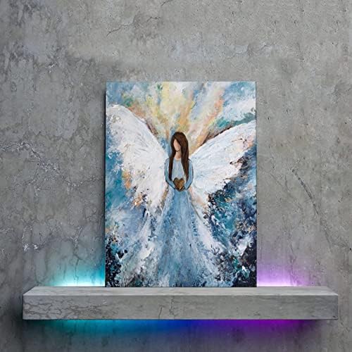 Плакати Крила на Ангел Стенно Изкуство, Абстрактно Естетически Винтажное Стенно Изкуство Бял Ангел Дух-Пазител
