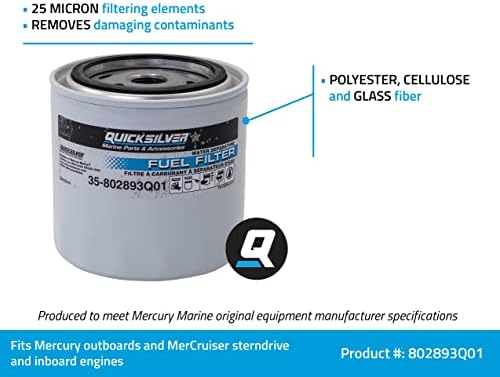 Водоотделяющий Горивния филтър Quicksilver 802893Q01 за извънбордови двигатели Mercury и Mariner, а също и за двигатели