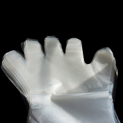 Дълги ръкавици за еднократна употреба 50 броя, пластмасови ръкавици с дължина 35 см, ръкавици с дълъг ръкав за