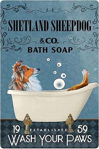 Куче Sheltie Метална Лидице Знак Shetland Sheepdog Co. Сапун За Баня Забавен Плакат Кафе Селска Къща С Хол Баня