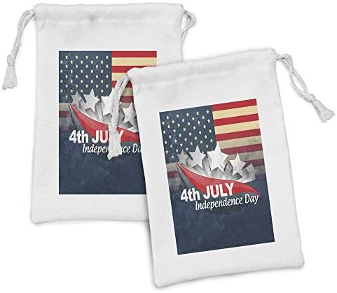Текстилен Калъф Ambesonne 4 юли, Комплект от 2 теми, Фон с флага на сащ, Звездите и Абстрактни Ивици в Патриотичен