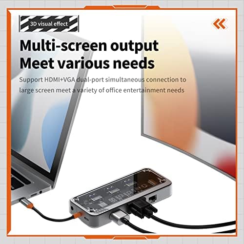 Актуализиран Многопортовый USB адаптер C Hub, докинг станция за лаптоп USB C за Dell MacBook HP Surface, Адаптери
