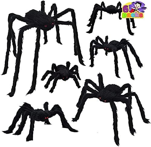 JOYIN Набор от Реалистични Космат паяк на Хелоуин (6 опаковки), Подпори за Паяци на Хелоуин, Страшни Паяци Различни размери