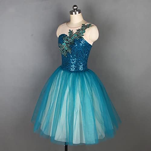 Балетен Танцов костюм за възрастни, в Балетната поличка на Романтична дължина, Ламинирано рокля-пакет от мек тюл с пайети