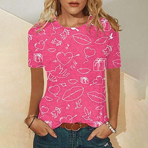 NOKMOPO / Дамски Ризи, Модни Графична Модни и Ежедневни Удобна Блуза С кръгло деколте и къс Ръкав и Принтом